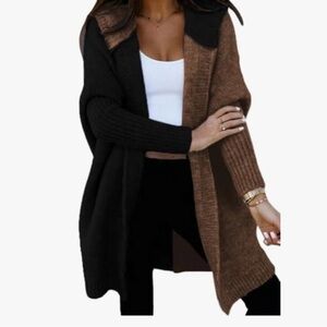 Astylish Women 2025 Fall Outfits Open Front Long Sleeve Hooded Size XL